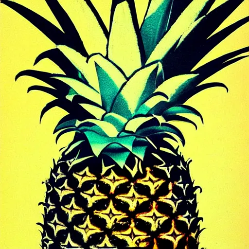 Prompt: pineapple, by andy warhol, painting