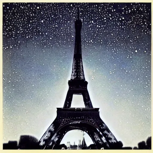 Image similar to the eiffel tower drawn like starry night