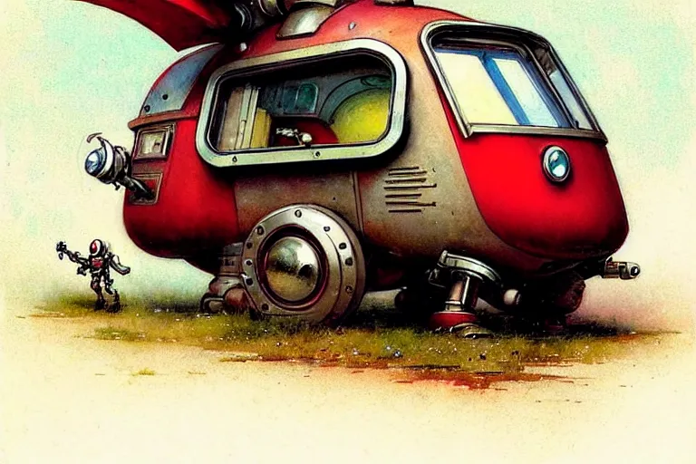 Prompt: adventurer ( ( ( ( ( 1 9 5 0 s retro future robot android mouse rv wagon tonka robot. muted colors. ) ) ) ) ) by jean baptiste monge!!!!!!!!!!!!!!!!!!!!!!!!! chrome red