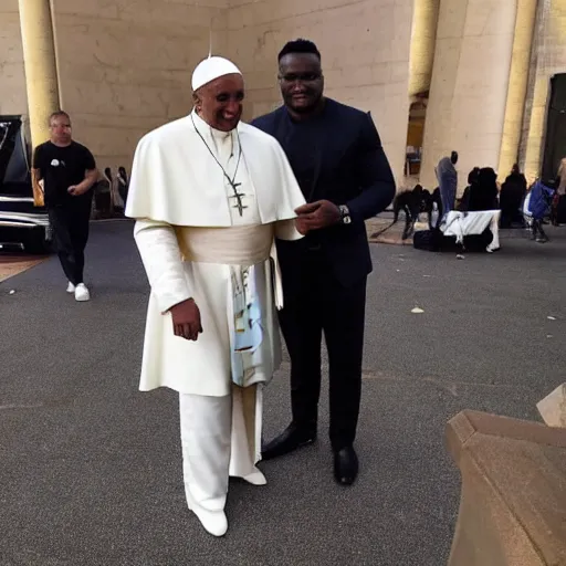 Prompt: francis ngannou dressed as the pope