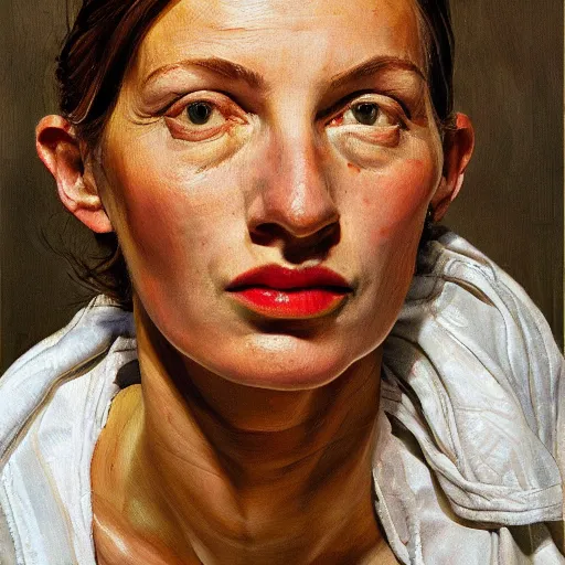 Image similar to high quality high detail painting by lucian freud, hd, exotic woman portrait, photorealistic lighting