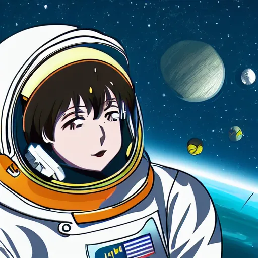 Prompt: a astronaut floating in space look at the universe in a anime style, digital art, 4k