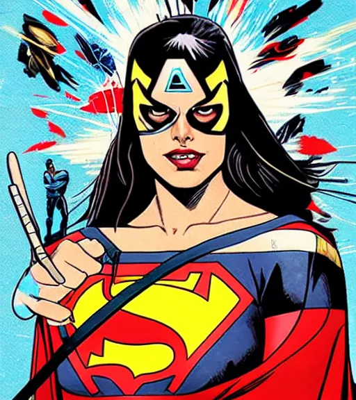 Prompt: portrait of a superhero, by DC comics and Sandra Chevrier