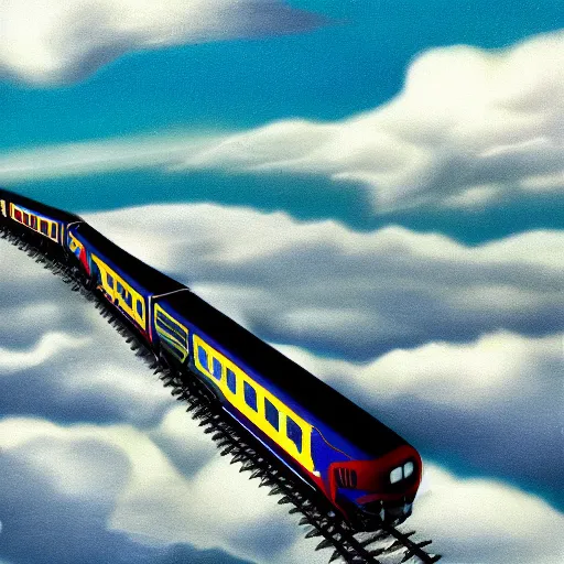 Prompt: train vagon flying through the clouds, photorealistic