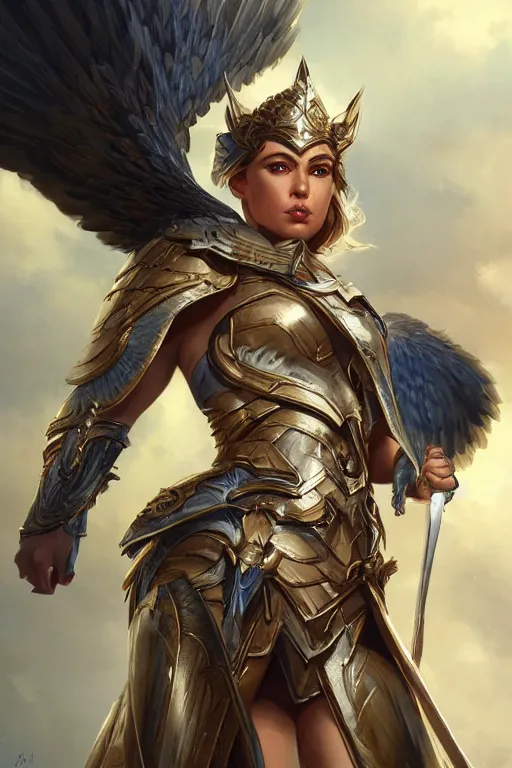 Image similar to amazon valkyrie athena, d & d, fantasy, portrait, highly detailed, headshot, digital painting, trending on artstation, concept art, sharp focus, illustration, art by artgerm and greg rutkowski and magali villeneuve