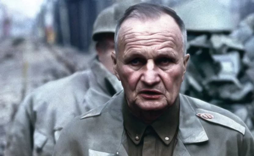 Image similar to Old Karol Wojtyła in a still from the movie Full Metal Jacket (1987), 4k, high quality