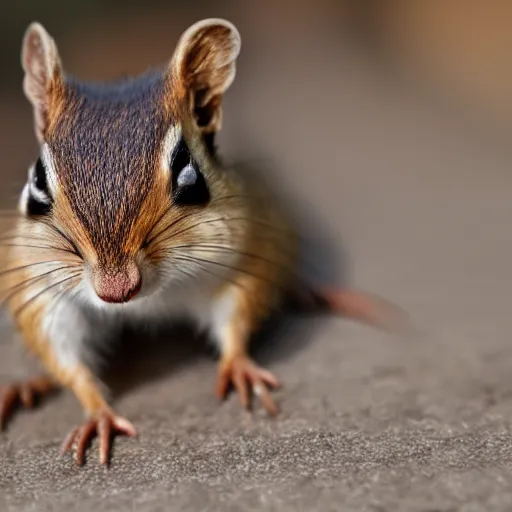 Image similar to hyper realistic photograph of a chipmunk in a business suit, close up shot, 8k,