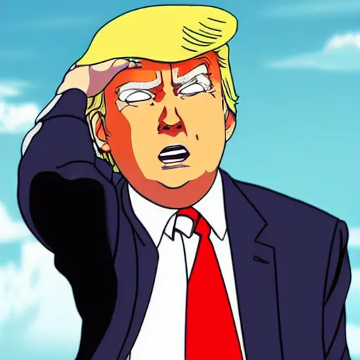 Prompt: Donald Trump as an anime character from Studio Ghibli