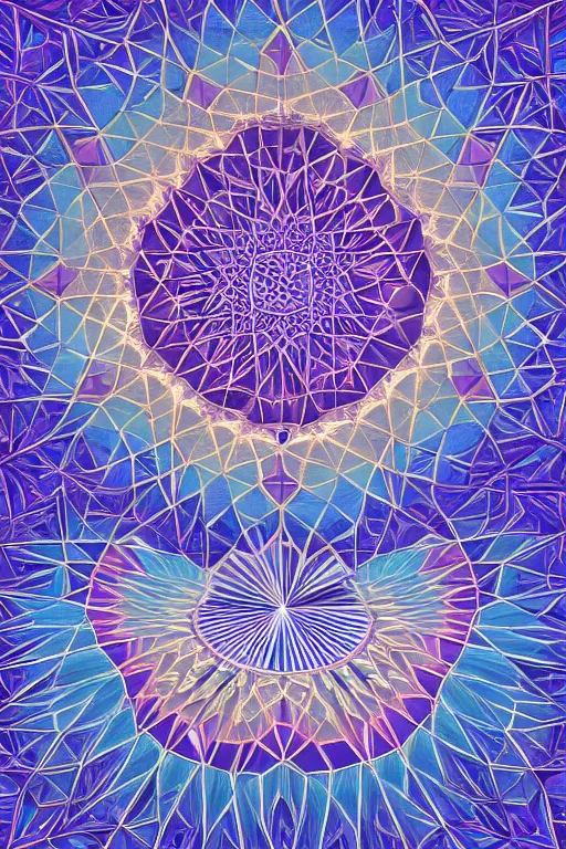 Image similar to islamic geometric fractals symmetric, trending on artstation, sharp edges