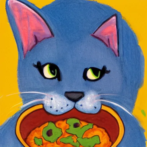 Image similar to a hungry blue cat