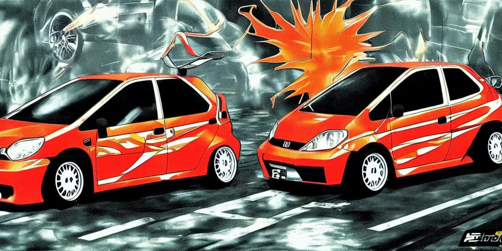 Image similar to honda jazz 2 0 0 6 initial d, anime art