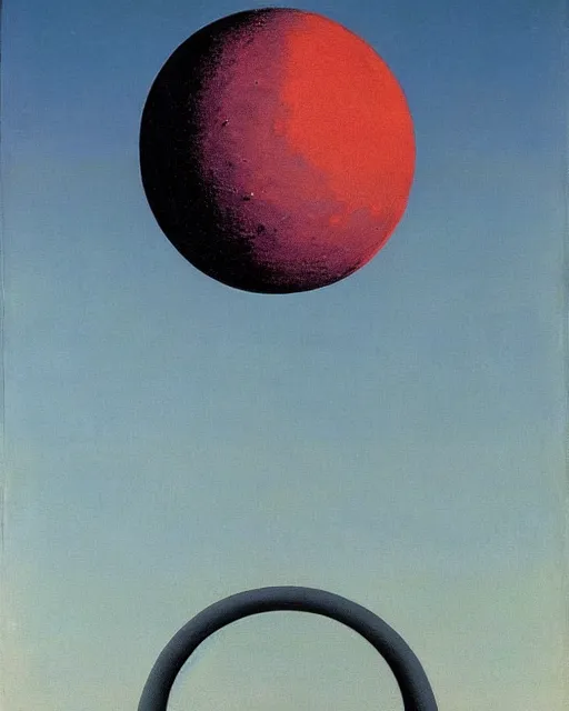 Prompt: the moon landing by rene magritte