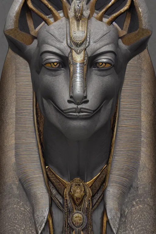 Prompt: highly detailed matte portrait of anubis in the duat, cgi, glistening, specular highlights, intricate detail, digital painting, zbrush