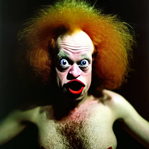 Prompt: uhd photorealisitc candid photo of krusty the clown. photo by annie leibowitz and steve mccurry