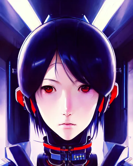 Image similar to portrait Anime Girl in mecha armor in night tokyo Sharp fine face pretty face, realistic shaded Perfect face, fine details. Anime. cyberpunk realistic shaded lighting by katsuhiro otomo ghost-in-the-shell, magali villeneuve, artgerm, rutkowski Jeremy Lipkin and Giuseppe Dangelico Pino and Michael Garmash and Rob Rey