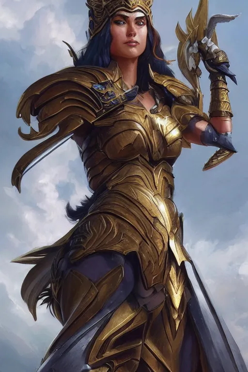 Image similar to amazon valkyrie athena, d & d, fantasy, portrait, highly detailed, headshot, digital painting, trending on artstation, concept art, sharp focus, illustration, art by artgerm and greg rutkowski and magali villeneuve