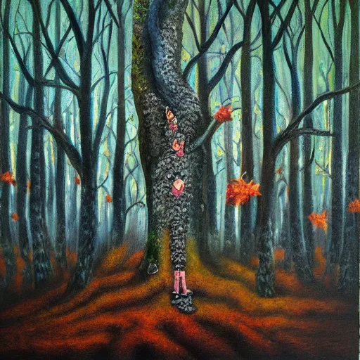 Image similar to fairy dust forest, oil and acrylic on canvas, surrealism, high detail