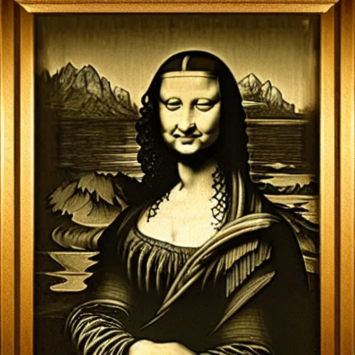 Image similar to monalisa in the style of Gustave Doré!!!!!!!!!!, Etching, oil on canvas, by Gustave Doré!!!!!!!!!!