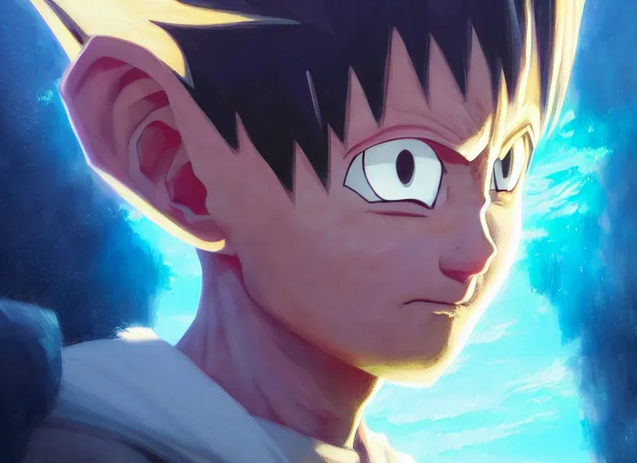 Image similar to highly detailed portrait of zatch bell, in dragon ball, stephen bliss, unreal engine, fantasy art by greg rutkowski, loish, rhads, ferdinand knab, makoto shinkai and lois van baarle, ilya kuvshinov, rossdraws, tom bagshaw, global illumination, radiant light, detailed and intricate environment