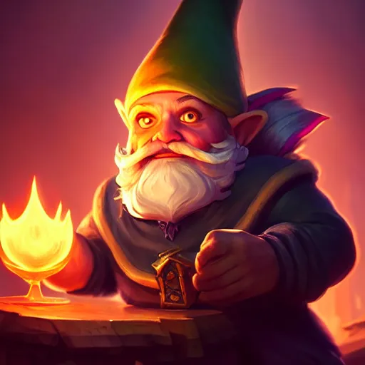 Image similar to [ important ] amazing portrait of funny gnome ], hearthstone splash art, deiv calviz, splash art, natural light, elegant, intricate, fantasy, atmospheric lighting, by greg rutkowski, hearthstone splash art, hd wallpaper, ultra high details, cinematic composition, professional master piece made in one year