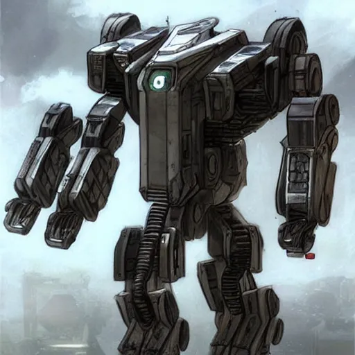 Image similar to mechwarrior mech, futuristic, robotic, concept art, detailed