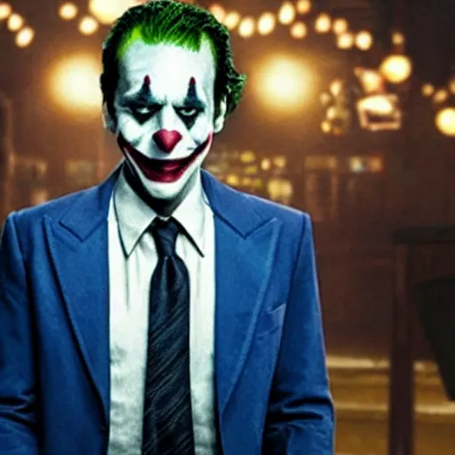 Prompt: film still of Aziz Ansari as joker in the new Joker movie