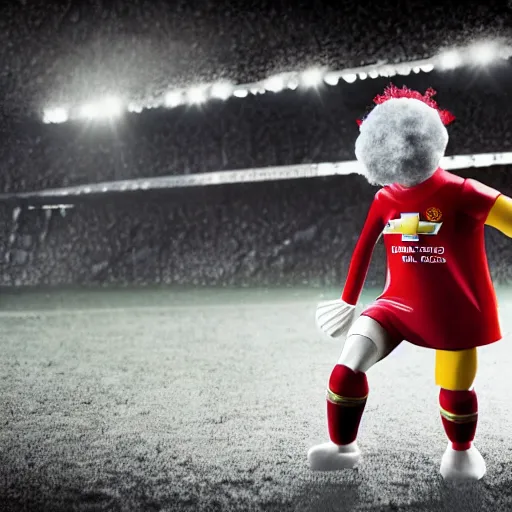 Prompt: clowns playing for man united, photorealistic, dramatic, 4 k, sharp focus