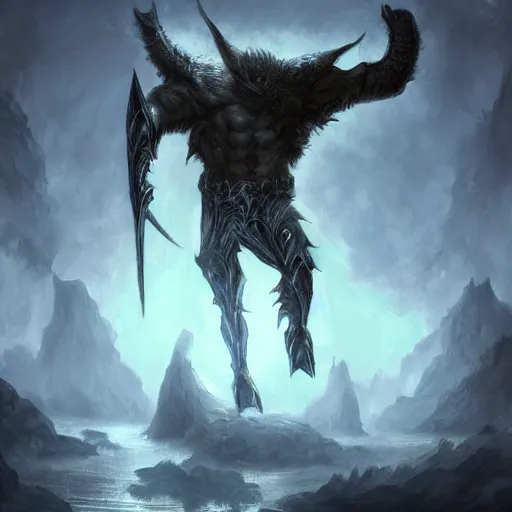 Prompt: epic minotaur beast in armor, dark fantasy, digital painting, artstation, d&d