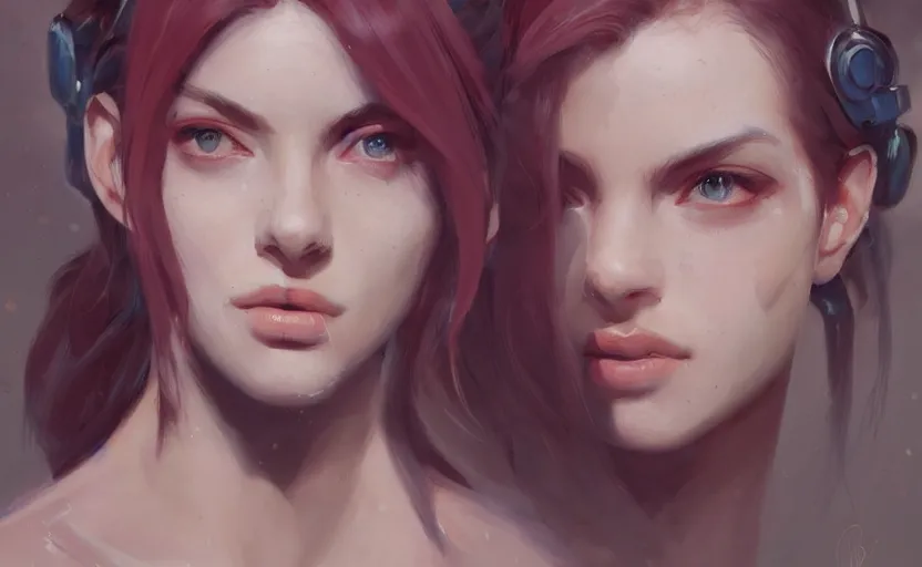 Image similar to a painting of swervy trending on artstation in the style of greg rutkowski, beautiful, sensual, natural skin, cat ears, purple eyes