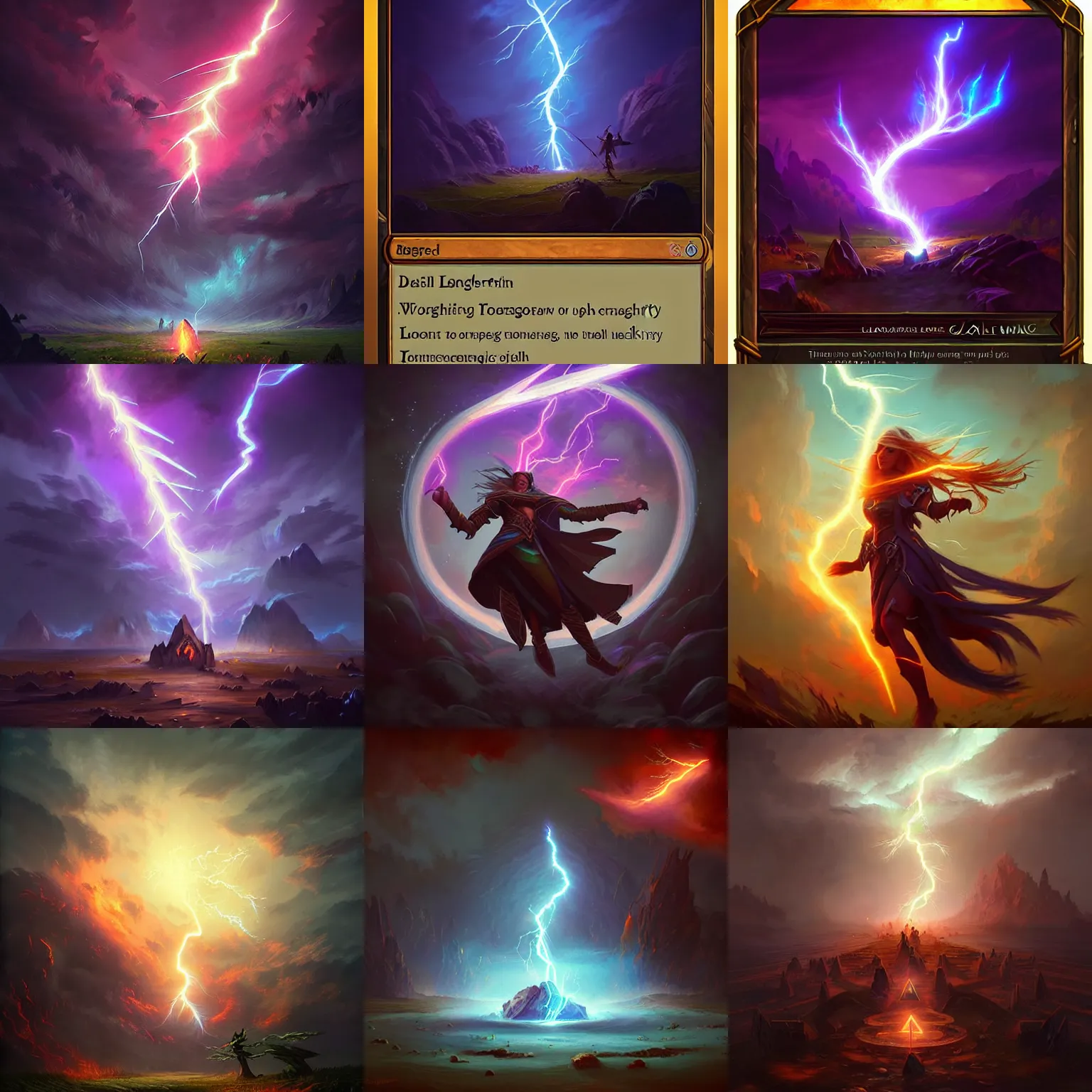 Prompt: lightning storm magic spell, hearthstone coloring style, epic fantasy style art, fantasy game spell icon, fantasy epic digital art, by greg rutkowski