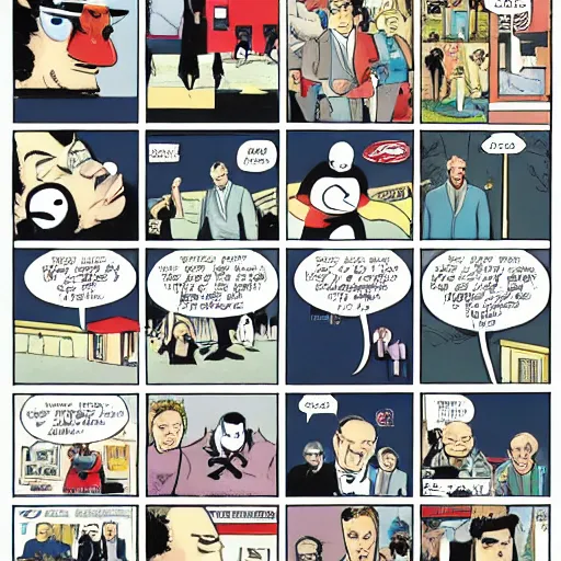 Image similar to unique comic book page layout in the style of Chris Ware