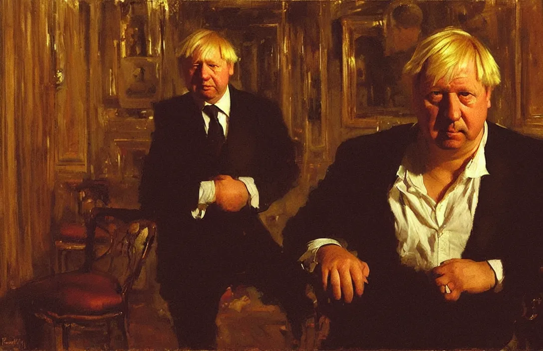 Image similar to portrait of boris!!!!!!!!!!!!!!!!!!!!!!!!!!!, detailed face, detailed painting, detailed no. 1 0 downing street, epic lighting, by ilya repin and phil hale