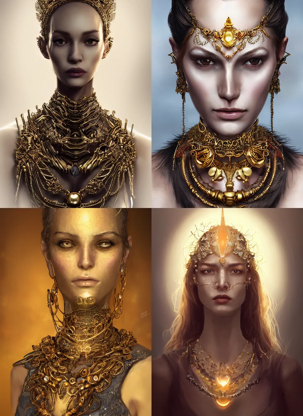 Prompt: realistic character concept, creature of jupyter with lots of jewelry in the face, elegant pose, scifi, illustration, slender symmetrical face and body, artstation, cinematic lighting, hyperdetailed, cgsociety, 8 k, high resolution, charlie bowater, melissa forman, single face, insanely detailed and intricate, beautiful, elegant, golden ratio, dark