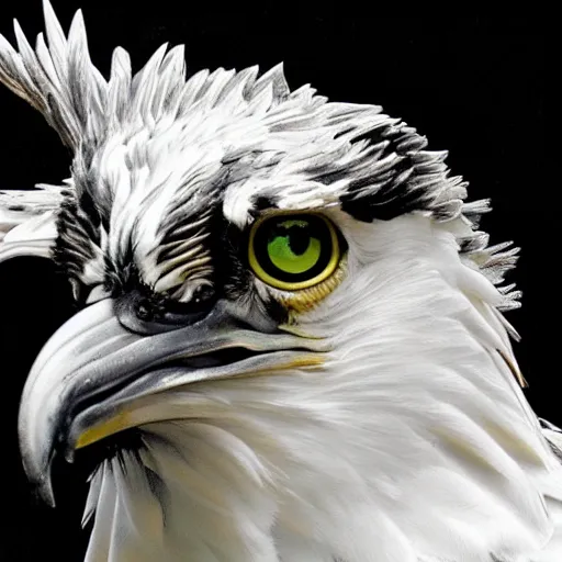 Image similar to extremely detailed cartoon osprey looking directly into camera