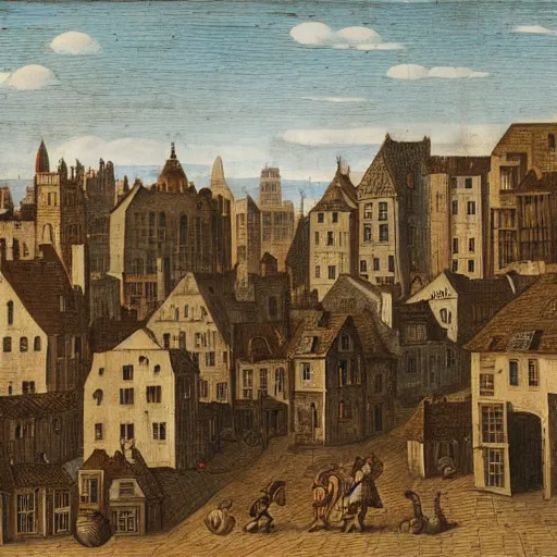 Prompt: a cityscape, settlement, buildings, detailed scenery, early modern time period —width 672