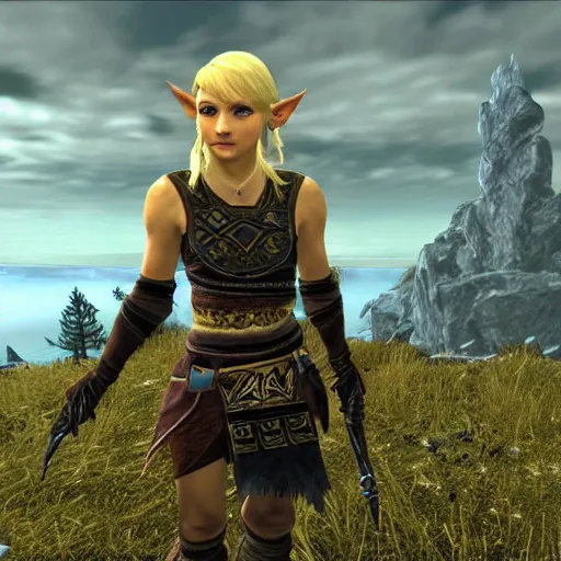 Image similar to Zelda in Skyrim 4K quality super realistic