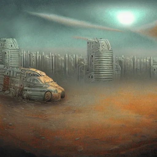 Image similar to nuclear winter, dystopian surrealism, digital painting