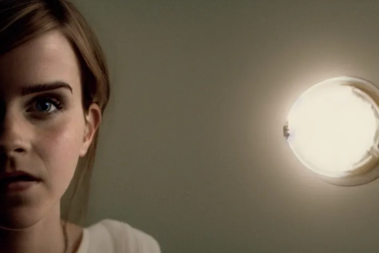 Prompt: a cinematic rendering of a human emma watson face inside lightbulb