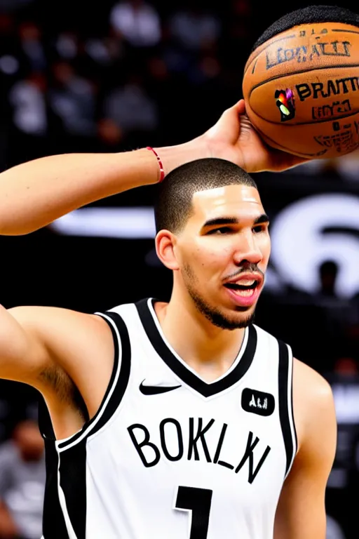 Prompt: jason tatum in a brooklyn nets uniform