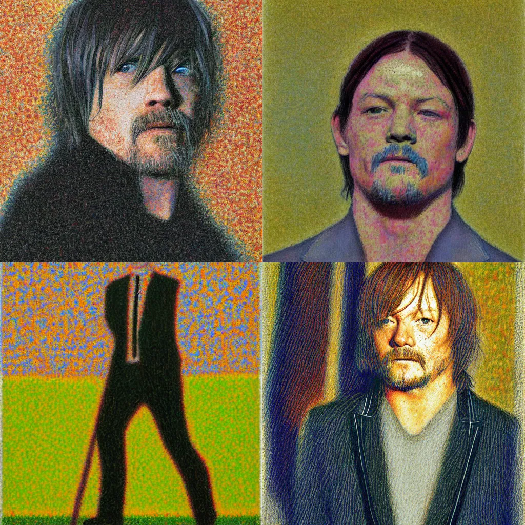 Prompt: painting of Norman reedus by Georges Seurat