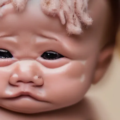 Image similar to close up of a baby crying, realistic, photograph, 2022