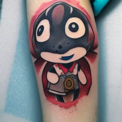 Image similar to A tattoo of Blathers from Animal Crossing