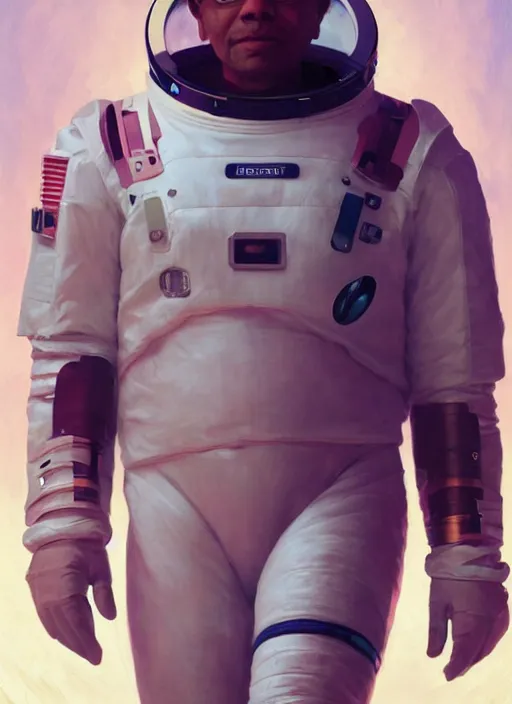 Image similar to Stephen McKinley Henderson in space suit futurism as thufir hawat, human computer, VR headset, cyber augmentation implant, digital art from artstation by Ruan Jia and Mandy Jurgens and Artgerm and william-adolphe bouguereau