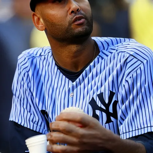 Image similar to derrick jeter, close up, photo, smoking weed