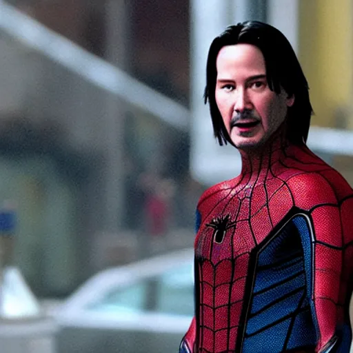 Image similar to Keanu reeves As Spider man 4K quality super realistic