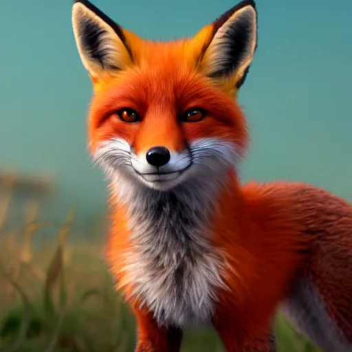 Prompt: red fox, in the style of pixar, character art, movie still, 2 8 0 6 4 3 7