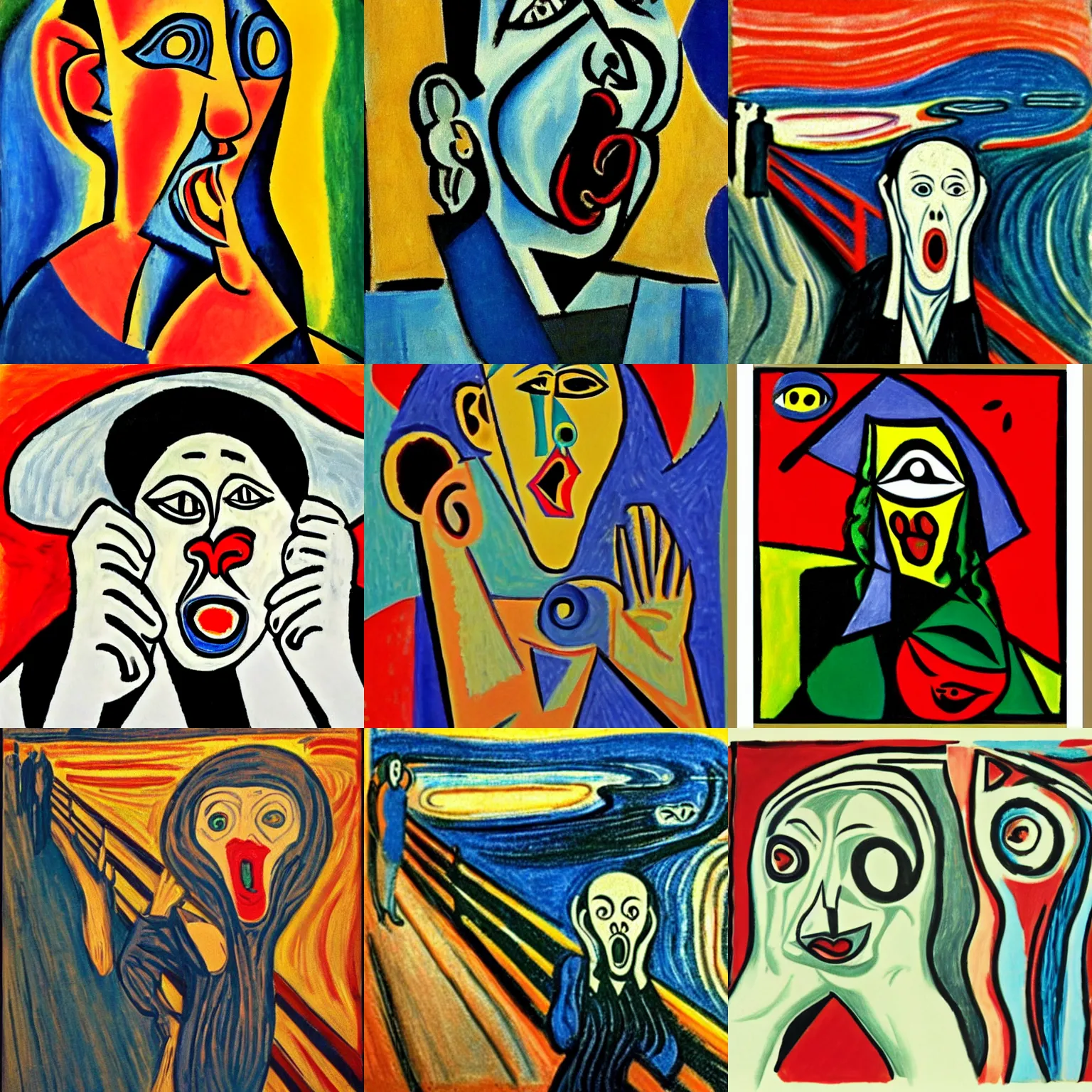 Prompt: thescream in the style of picasso!!!!!
