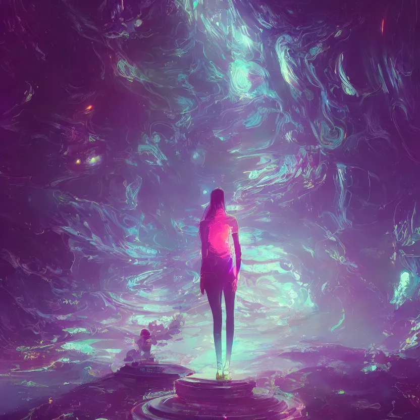 Prompt: an # illustration a # turn off your mind, relax, and float, # digital 2 d, # sci - fi, # fututistic, psychedelic by yoshitaka amano and alena aenami, trending on artstation, nvidia, matte painting, unreal engine