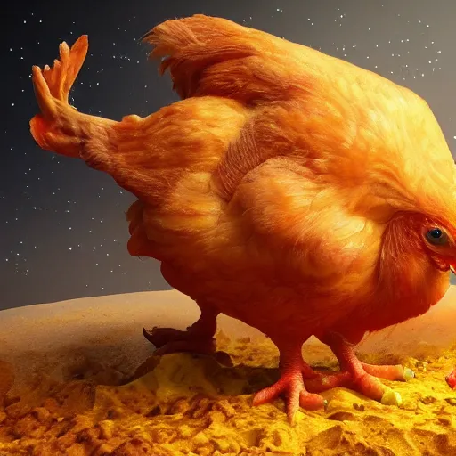 Prompt: Chicken eating the universe, ultra realistic, 8k 4k, highly detailed, award winning, trending on artstation