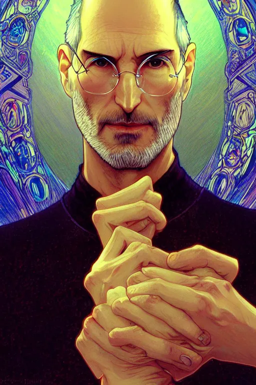 Prompt: steve jobs as an anime character, portrait, fantasy, intricate, elegant, highly detailed, digital painting, artstation, concept art, smooth, sharp focus, illustration, art by gaston bussiere and alphonse mucha